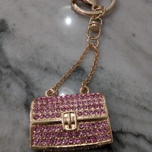 Pink Crystal Mini Purse Bag Charm Keychain